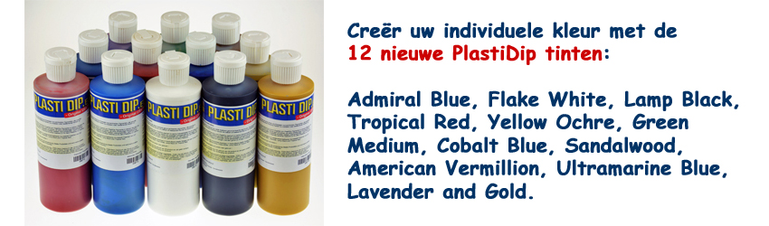 Creëer uw individuele kleur met de 12 nieuwe PlastiDip tinten