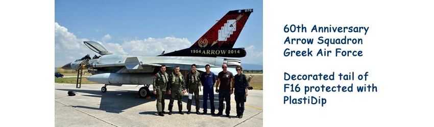 Decorated tail F16 protected with PlastiDip